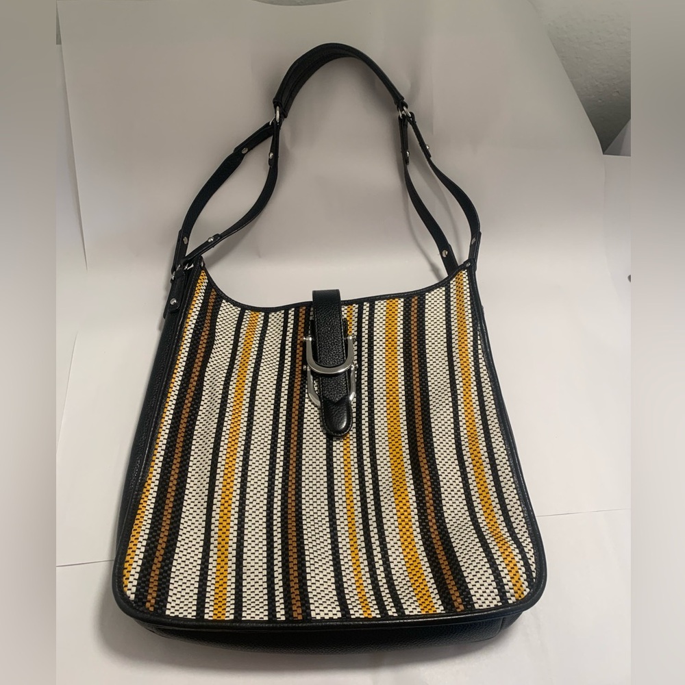 Sam Edelman Large MERYL Leather Woven Stripe Tote Shoulder Bag